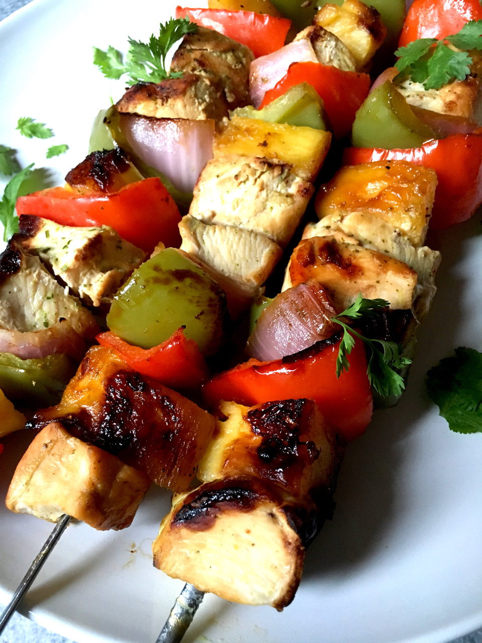 Marinated Pineapple Cilantro Chicken Kabobs * Zesty Olive Simple