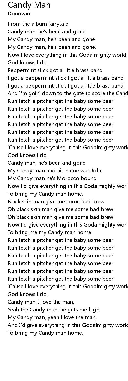 Candy Man 歌词 歌词网