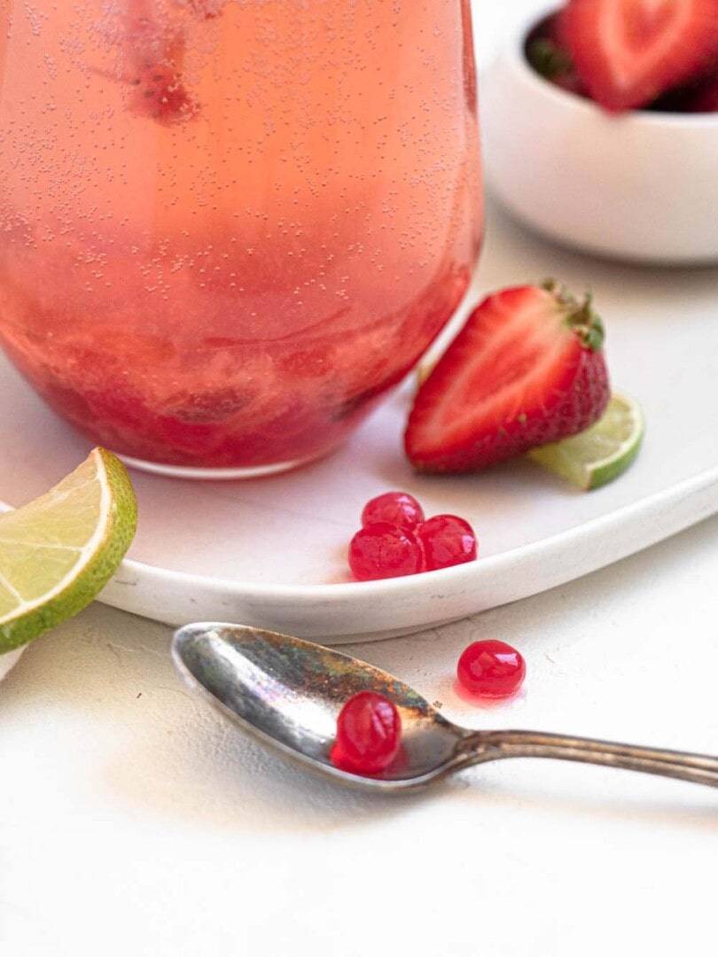 Strawberry and Lime Sparkling Boba Catherine Zhang