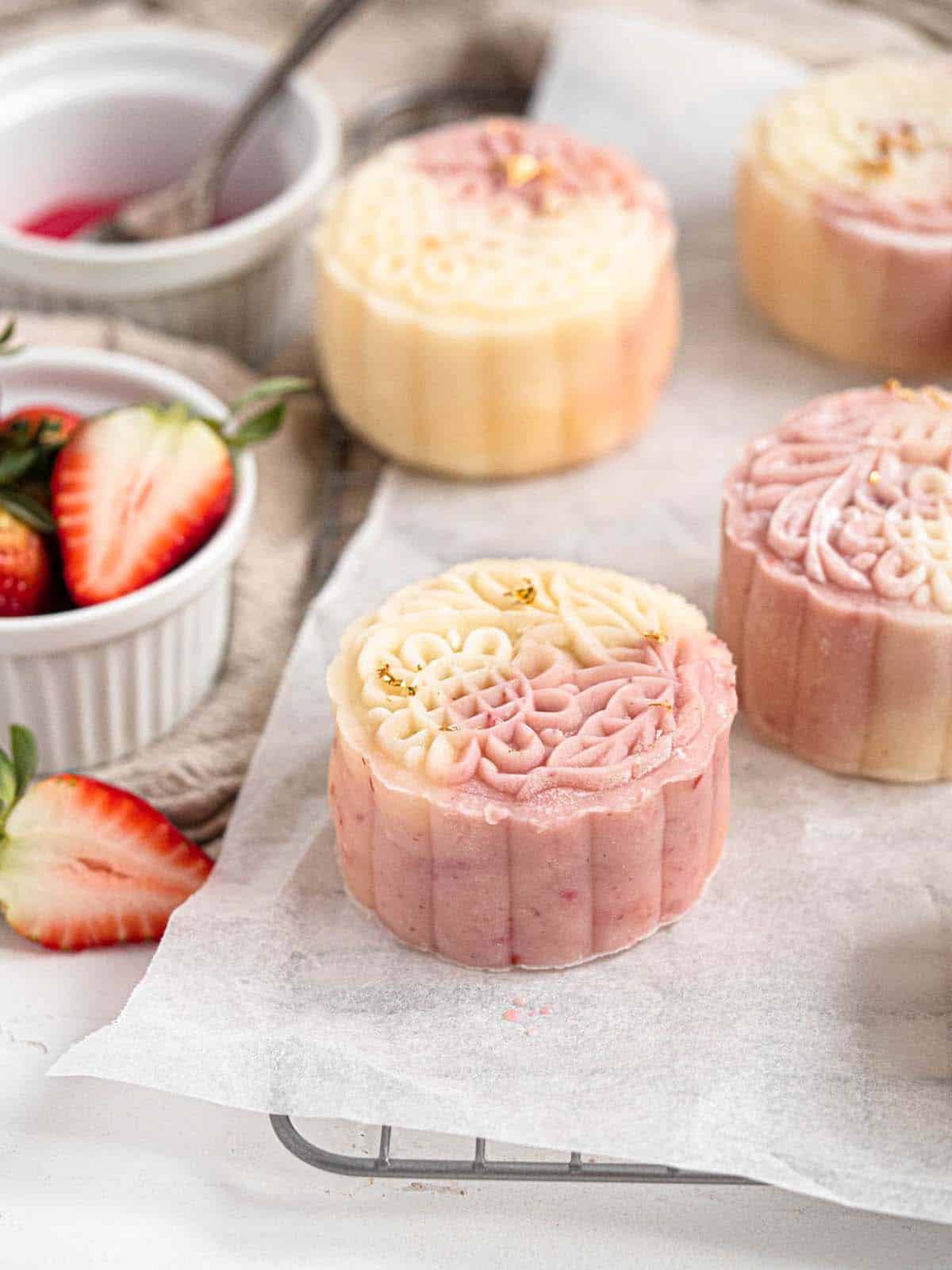 Strawberry Snow Skin Mooncakes Catherine Zhang