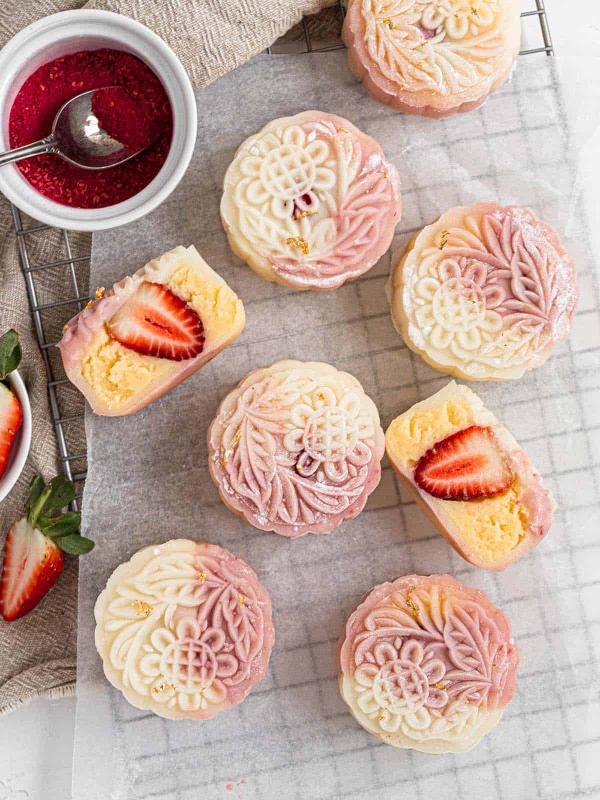 Strawberry Snow Skin Mooncakes Catherine Zhang