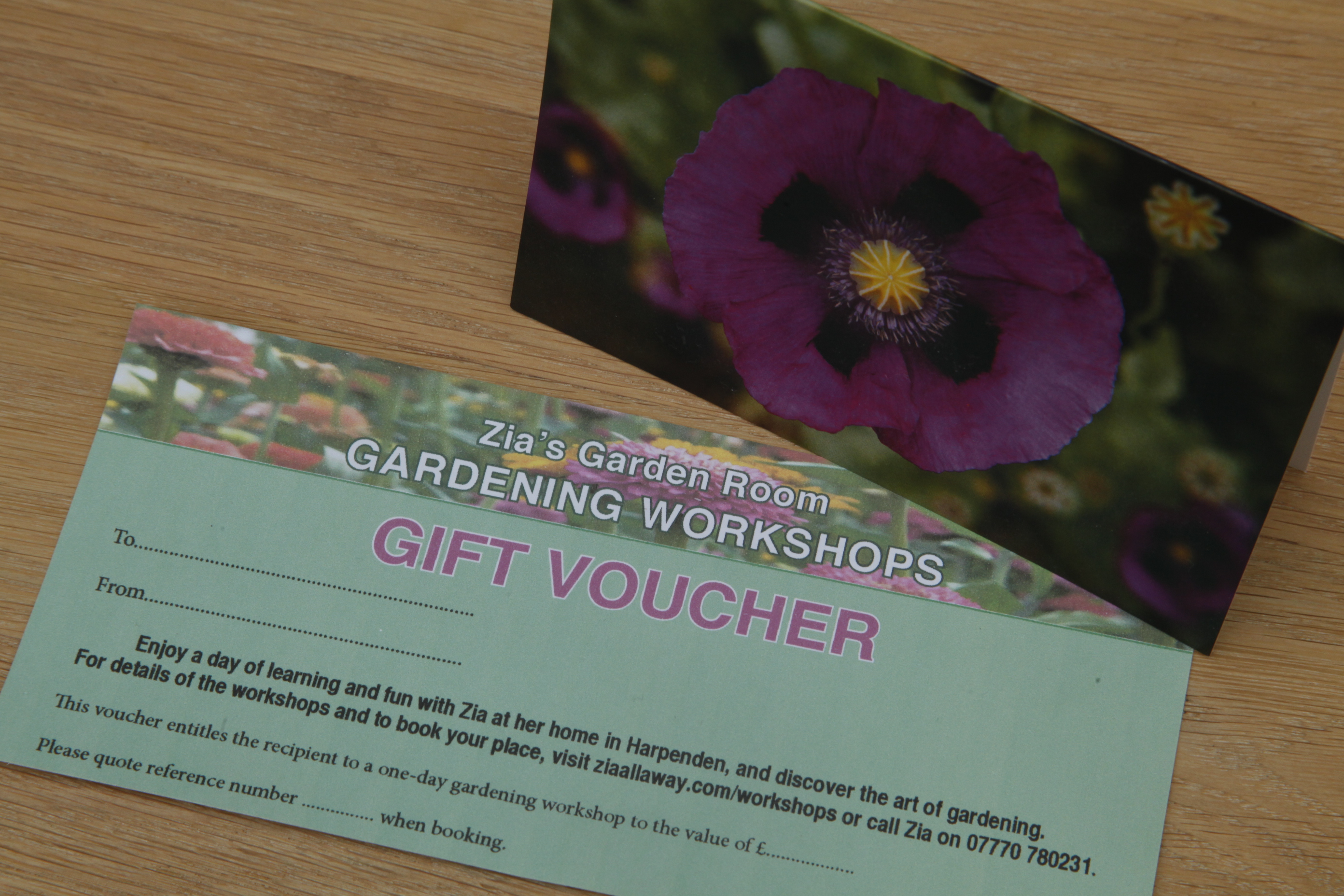 Gardening gift voucher Zia Allaway