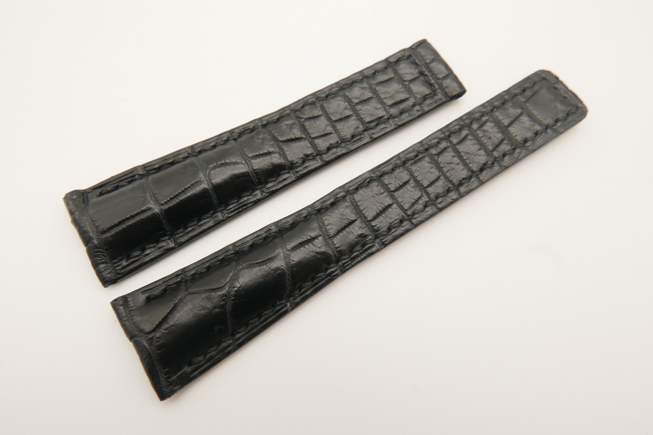 20mm/16mm Dark Brown Genuine CROCODILE Skin Leather Deployment Strap