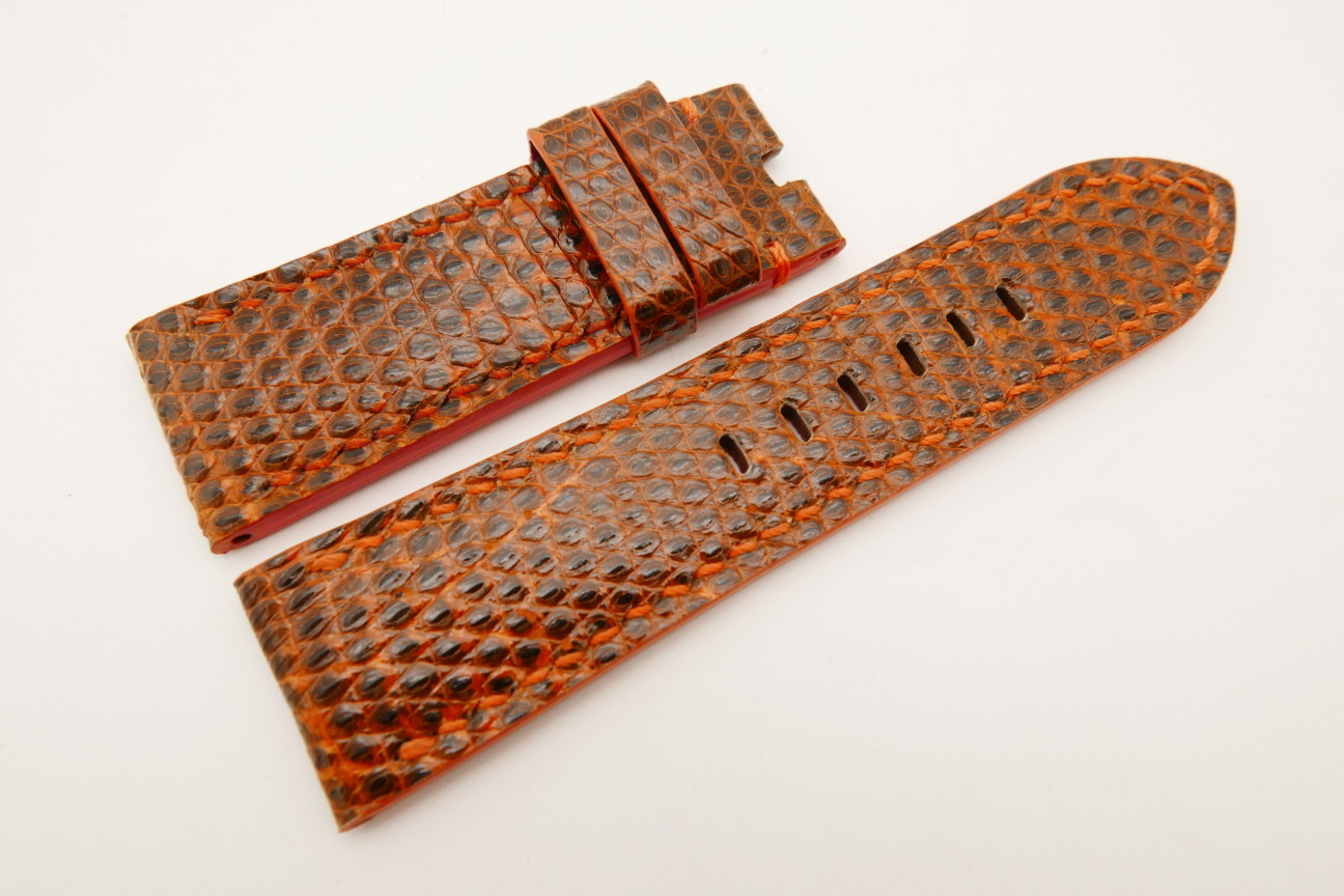 26mm/24mm Orange Genuine LIZARD Skin Leather Watch Strap for Panerai WT5131 Ziczac Leather
