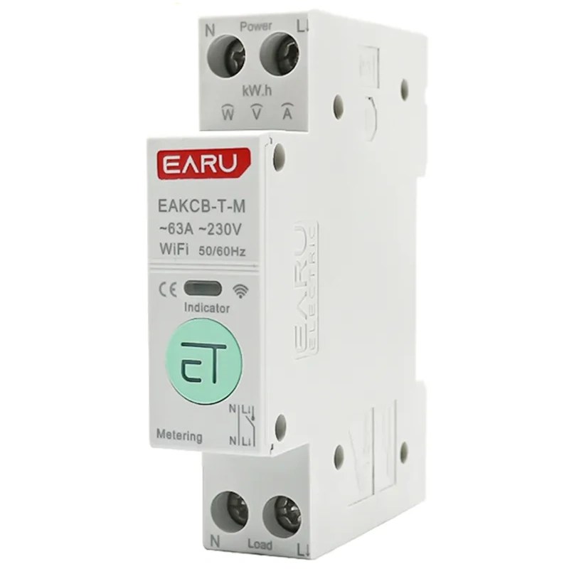 EARU Circuit Breaker 63A with Power Monitoring and Threshold Protection