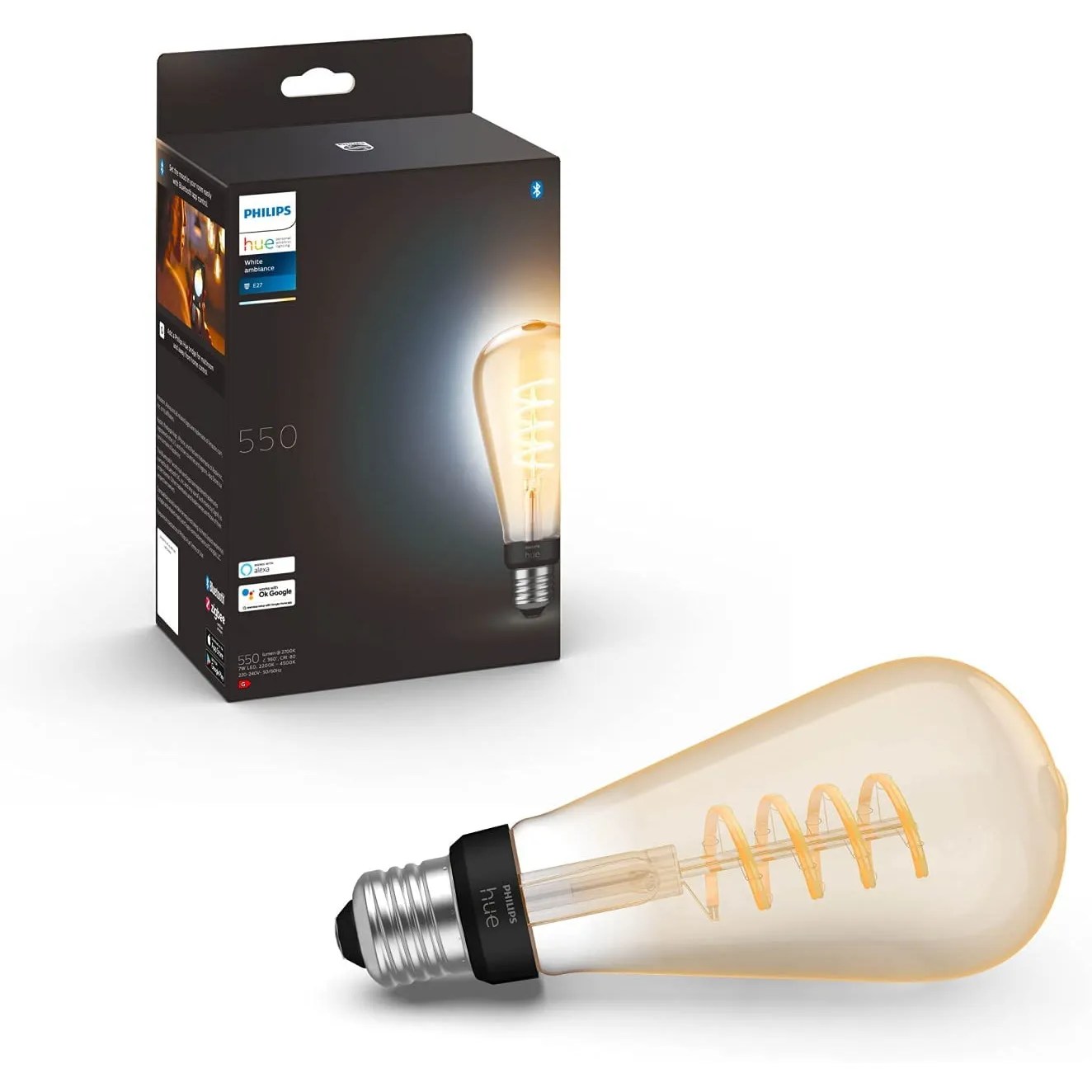 Philips Hue White Ambiance E27 St64 Filament Bulb Ltv001 Zigbee Compatibility