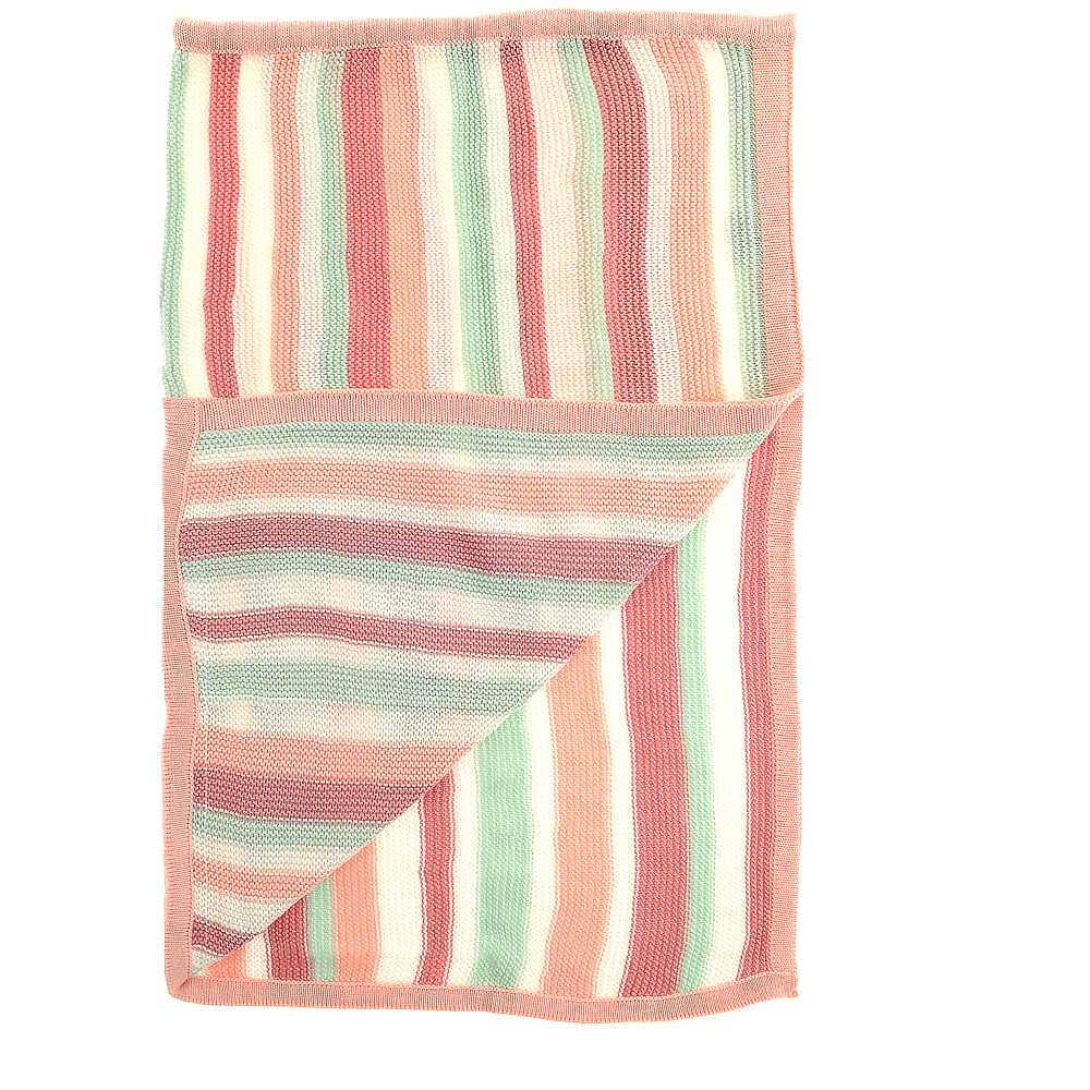 Pink Green Stripes Cotton Blanket Blankets Ziggle UK