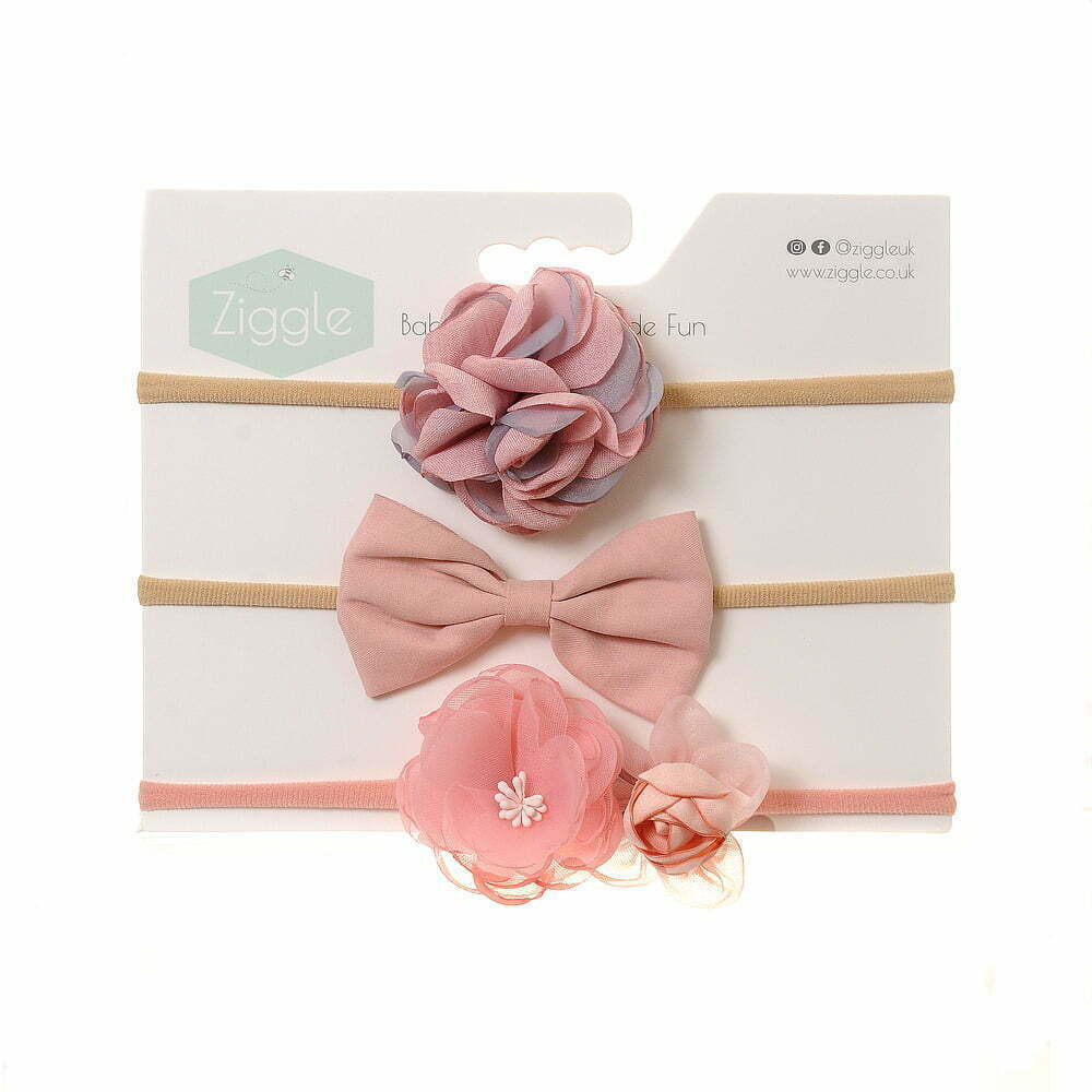 Pink Roses Hairbow Headband Set Ziggle