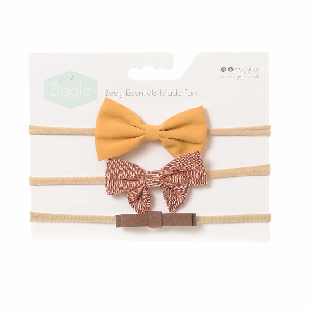 Mustard and Brown Hairbow Set Headbands Ziggle UK