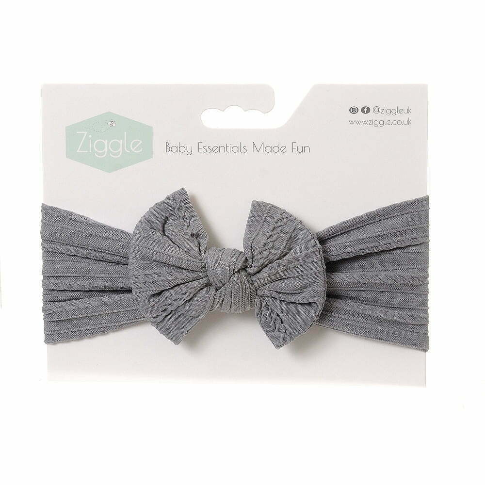 Grey Turban Top Bow Baby Headbands Ziggle