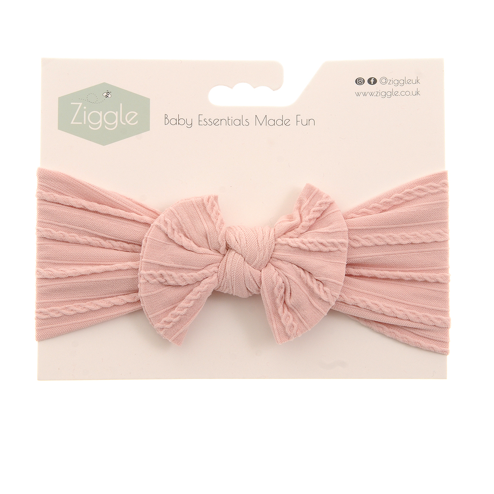 Rose Pink Top Bow Turban Baby Headband Ziggle