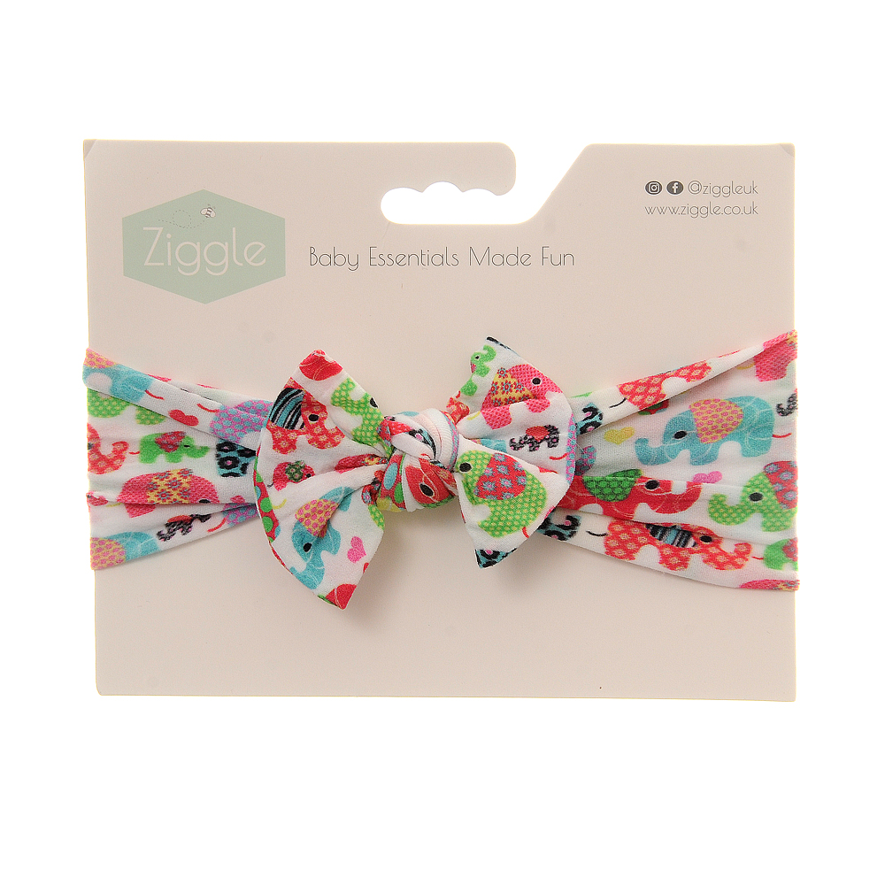 Ethnic Elephants Print Turban Baby Headband Ziggle