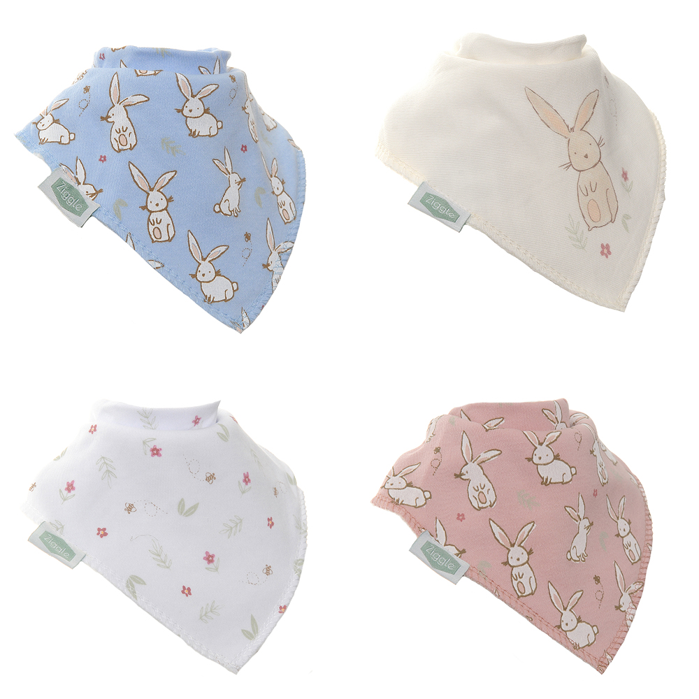 Bunnies Bandana Baby Bibs for Newborns & Toddlers Set of 4