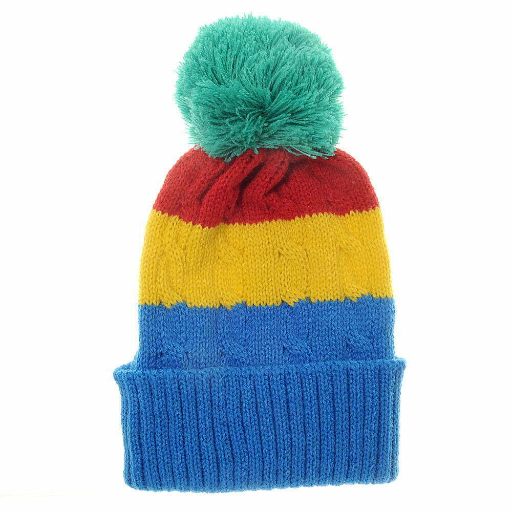 Rainbow Cable Knit Bobble Hat Winter Hats Ziggle