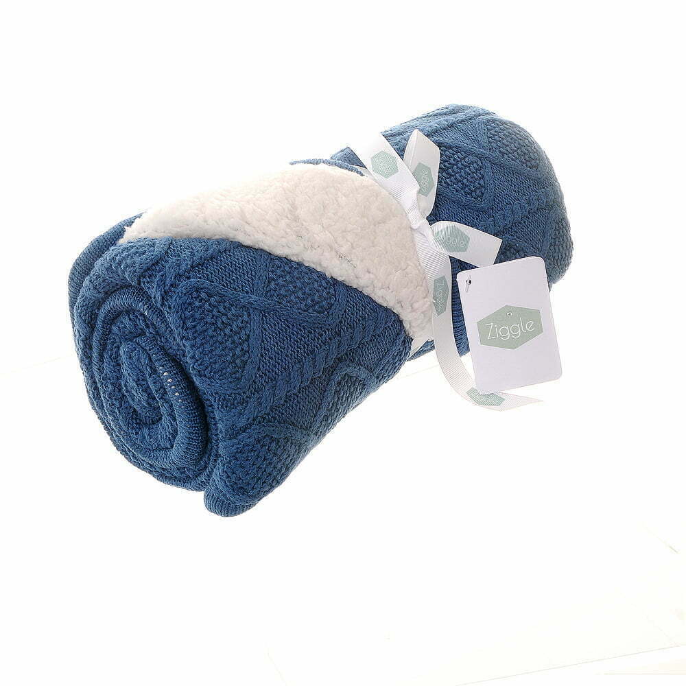 Blue Sherpa Fleece Blanket Blankets Ziggle UK