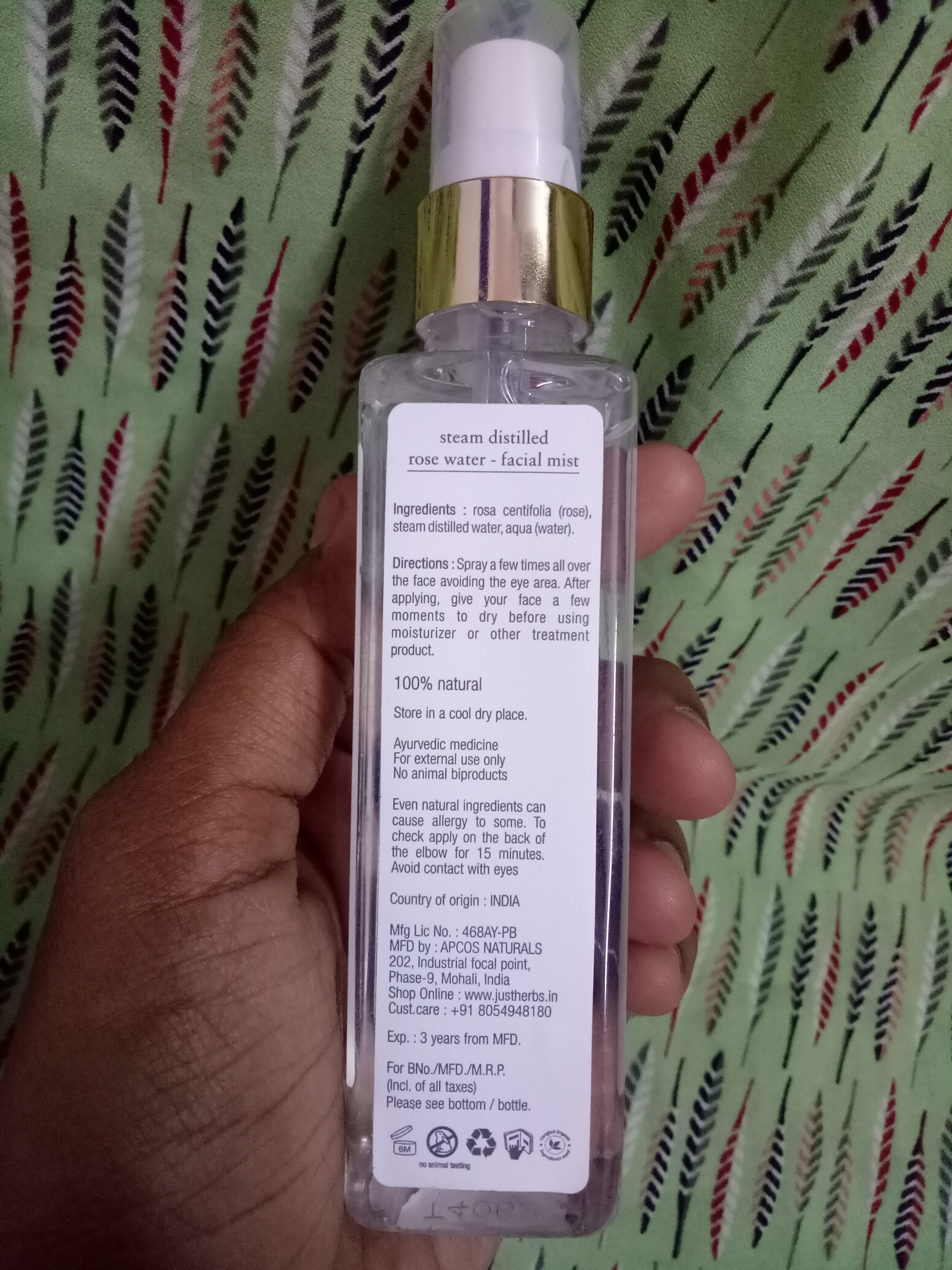 Just Herbs Rose Water (Facial Mist) Review Zig Zac Mania