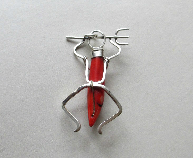 Devil necklace sterling silver coral horn Zilvera