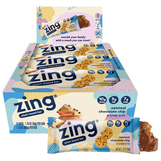 Buy Zing Oatmeal Chocolate Chip Nutrition Bars 12 Bar Boxes