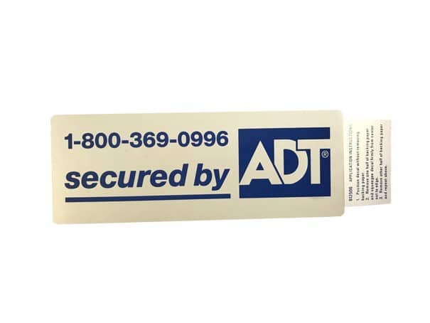 ADT Window Sticker Zions Security Alarms ADT Authorized Dealer