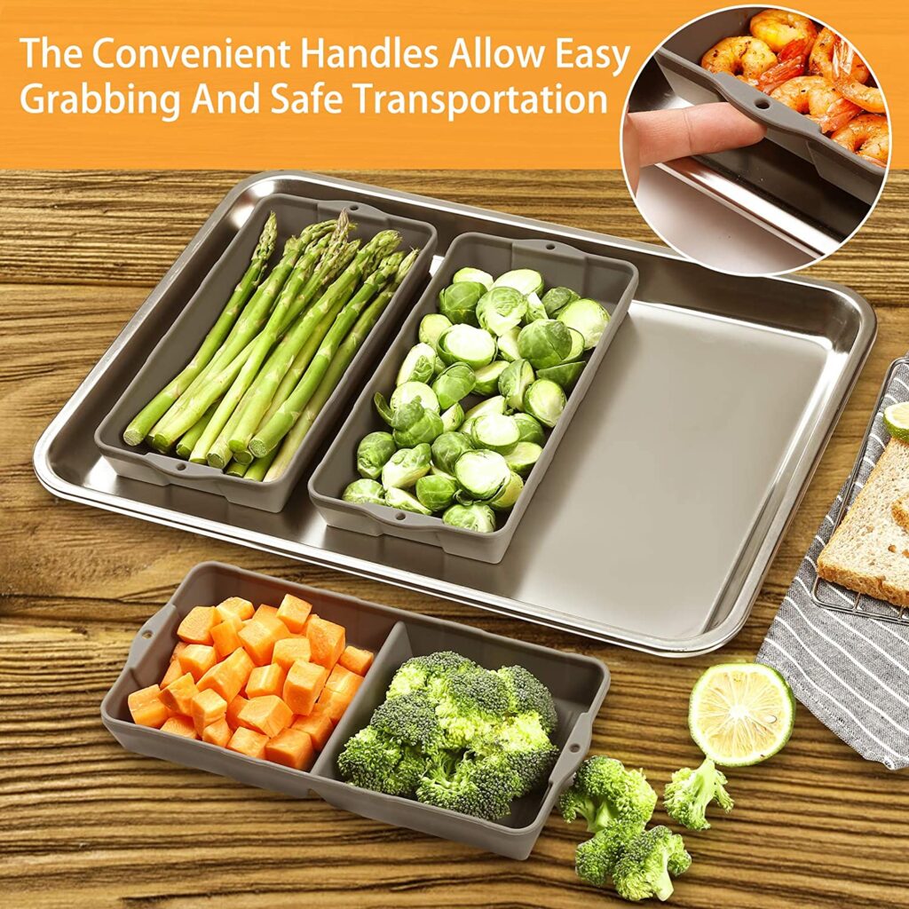 Nonstick Silicone Baking Sheet Pan, ZIP STANDING Silicone Sheet Pan Set