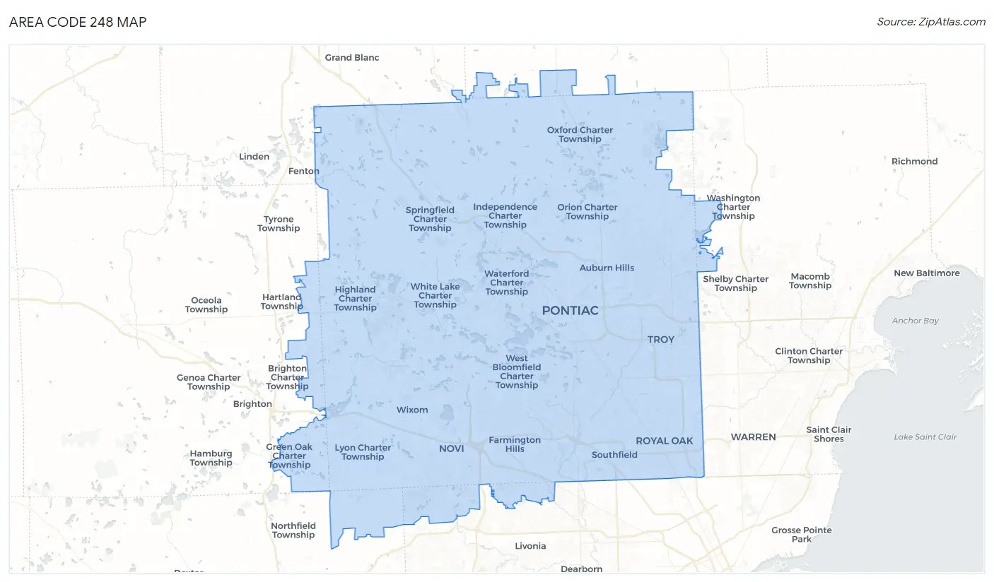 248 Area Code Michigan 2023 Zip Atlas