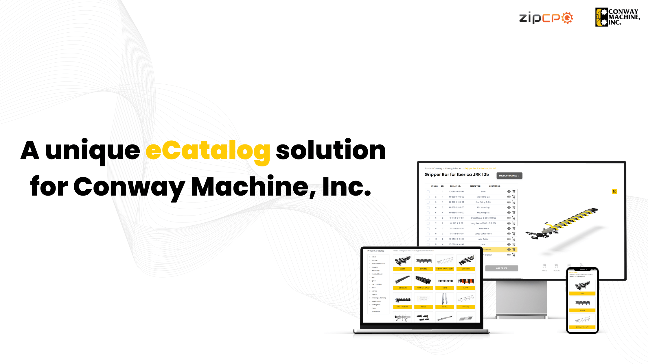 A unique eCatalog solution for Conway Machine, Inc. zipCPQ
