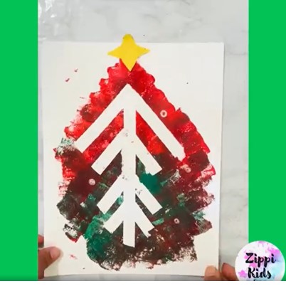 Tape Resist Christmas Tree Craft for kids - Zippi Kids