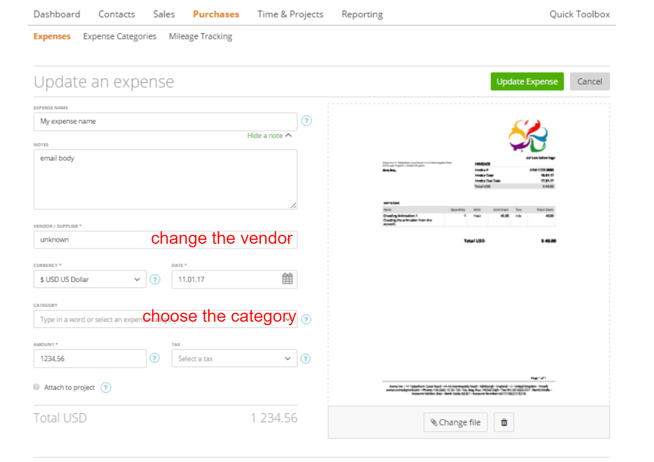 Create Expense by Sending Email Zistemo Knowledge Base