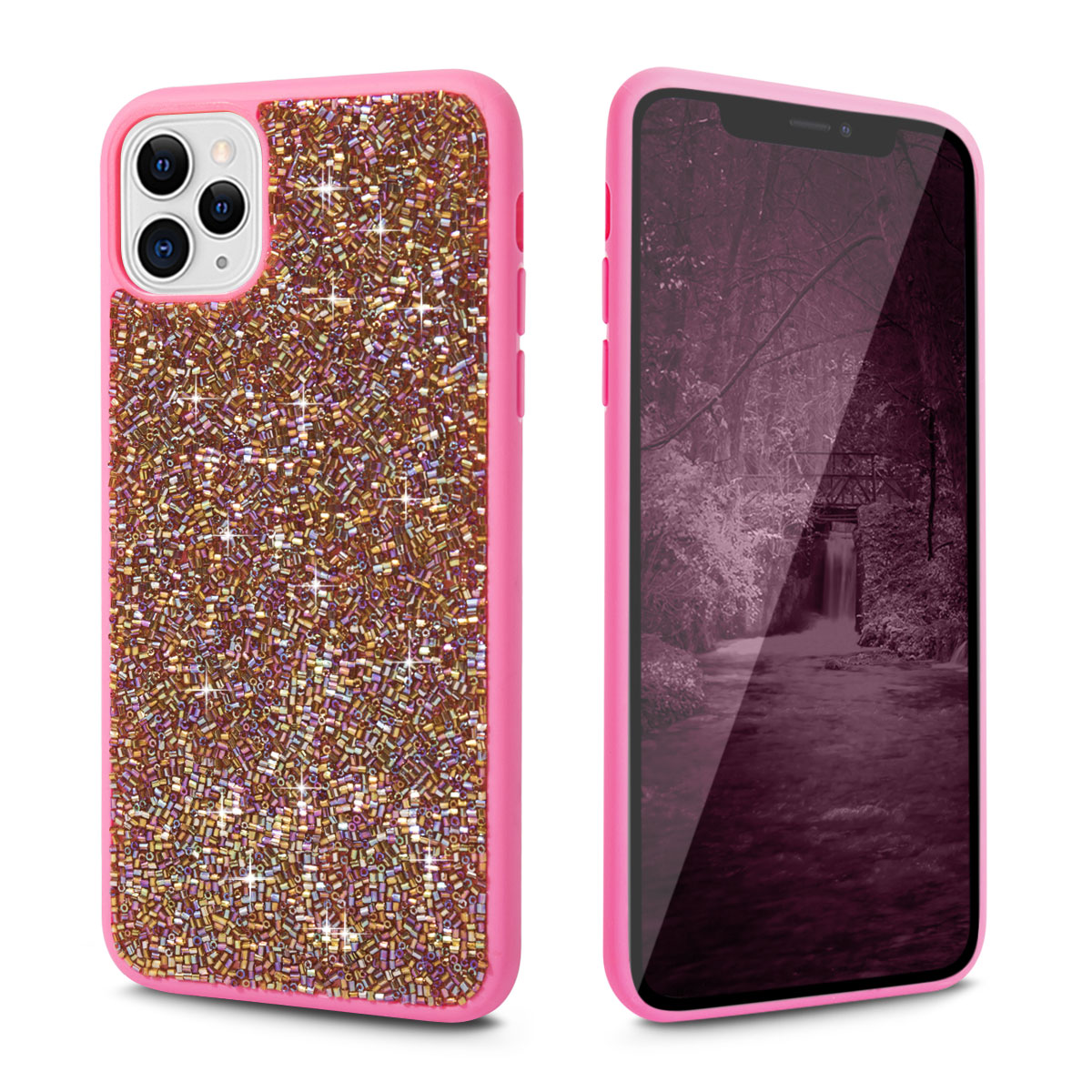 For Apple iPhone 11 Pro Brilliant Bling Diamond Glitter Hard PC Soft