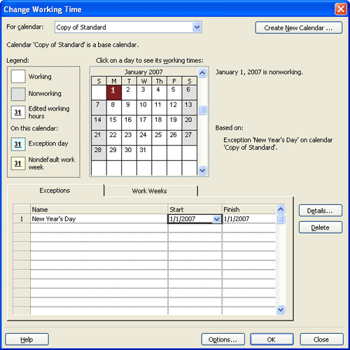 Project MS Project 2007 Changing Working Time