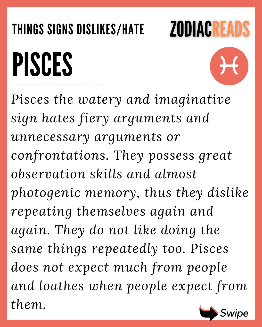 Things Zodiac Signs dislike ZodiacReads