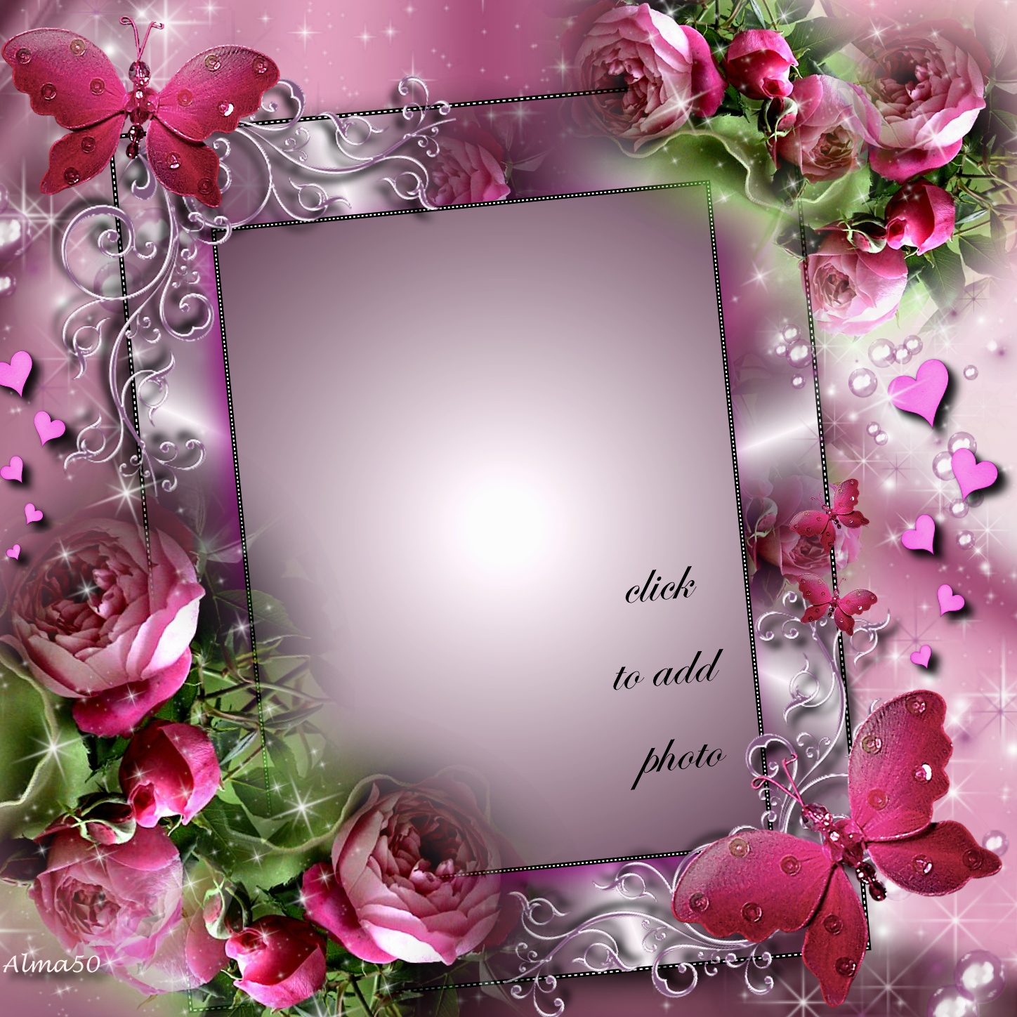 alma50's Other Photo Album Frames 2011 May Pink flower Frame Alma50