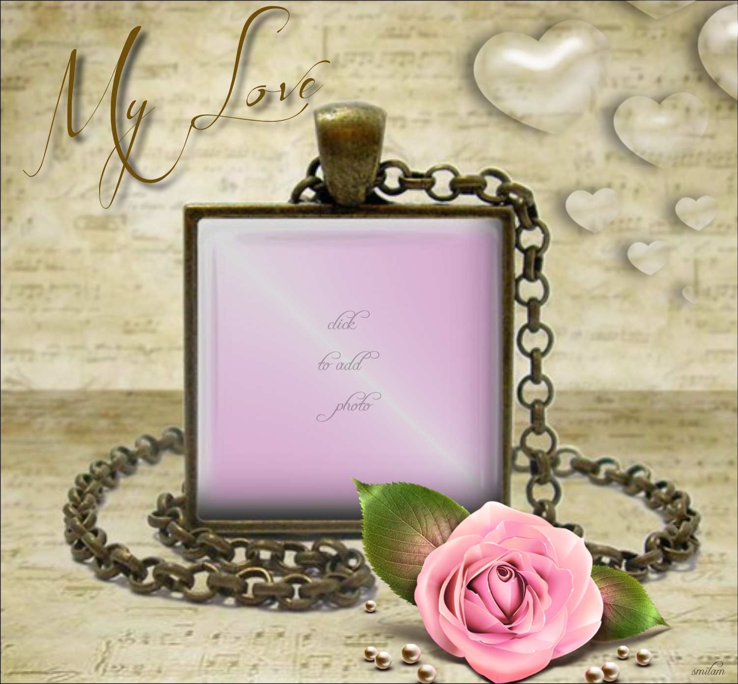 smilam's I Love You Frames Love Frames My Love, Locket Frame, rose