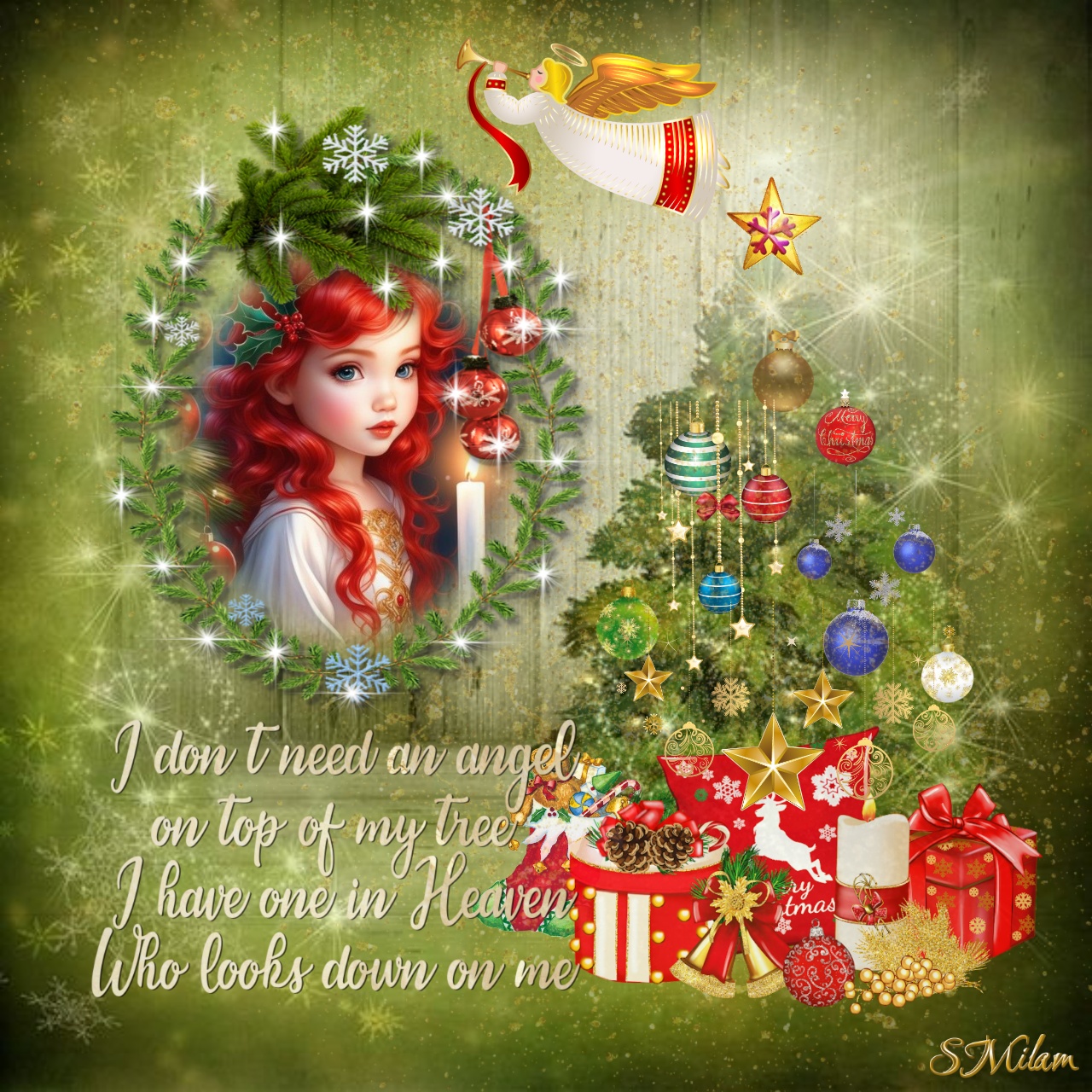 smilam's Christmas Frames Christmas 2023 Angel on Top of my Tree