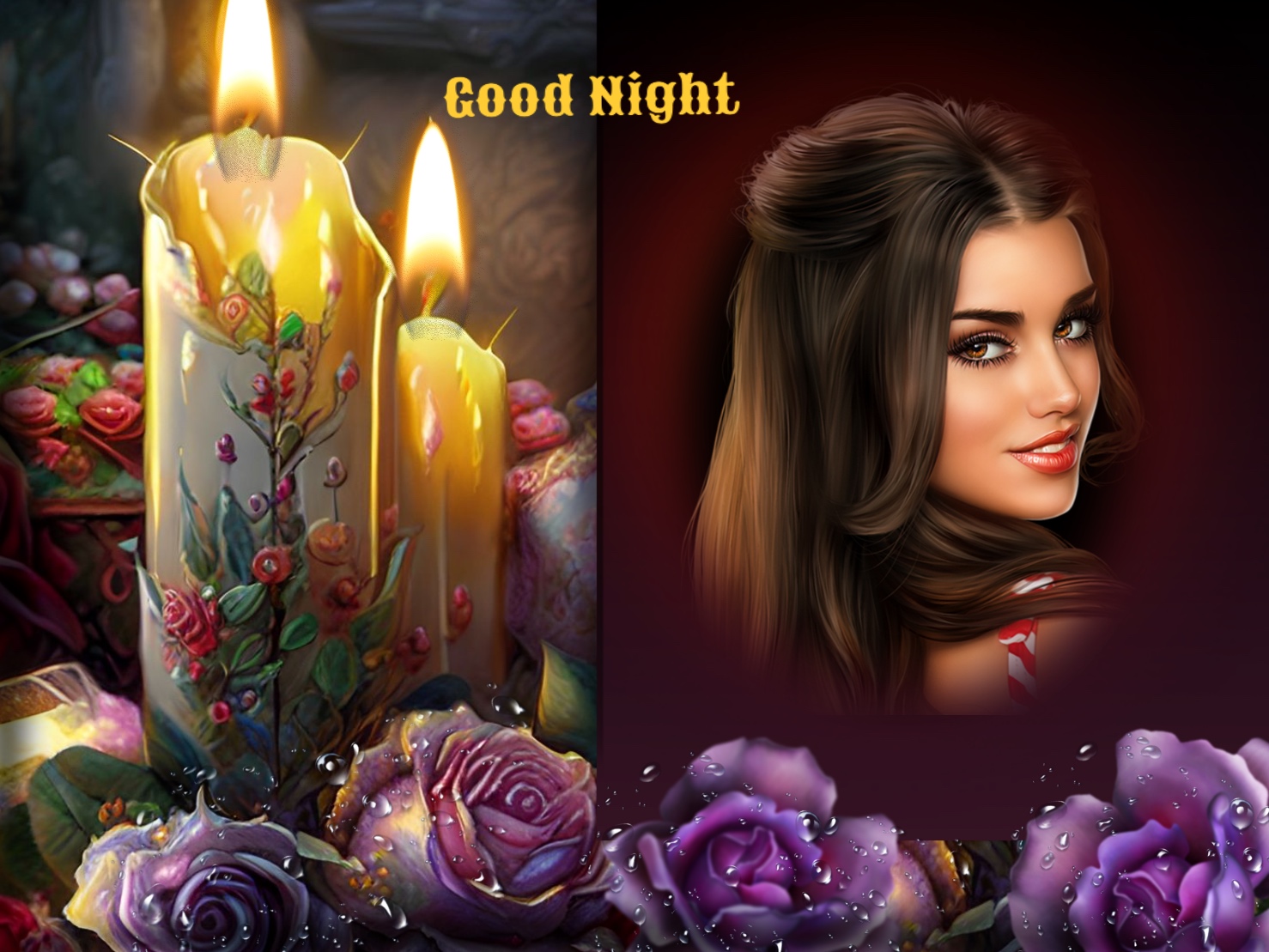 Wienie Coppen's Flowers,Goodnight,Sunset candles goodnight roses
