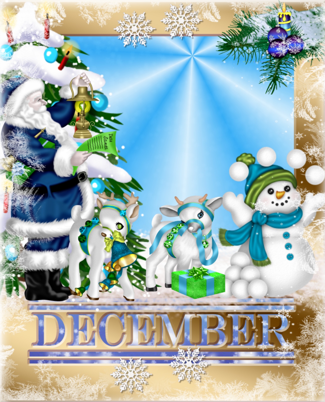 Sinnlich's Christmas Frames 2021 Thanks December Blue Frame