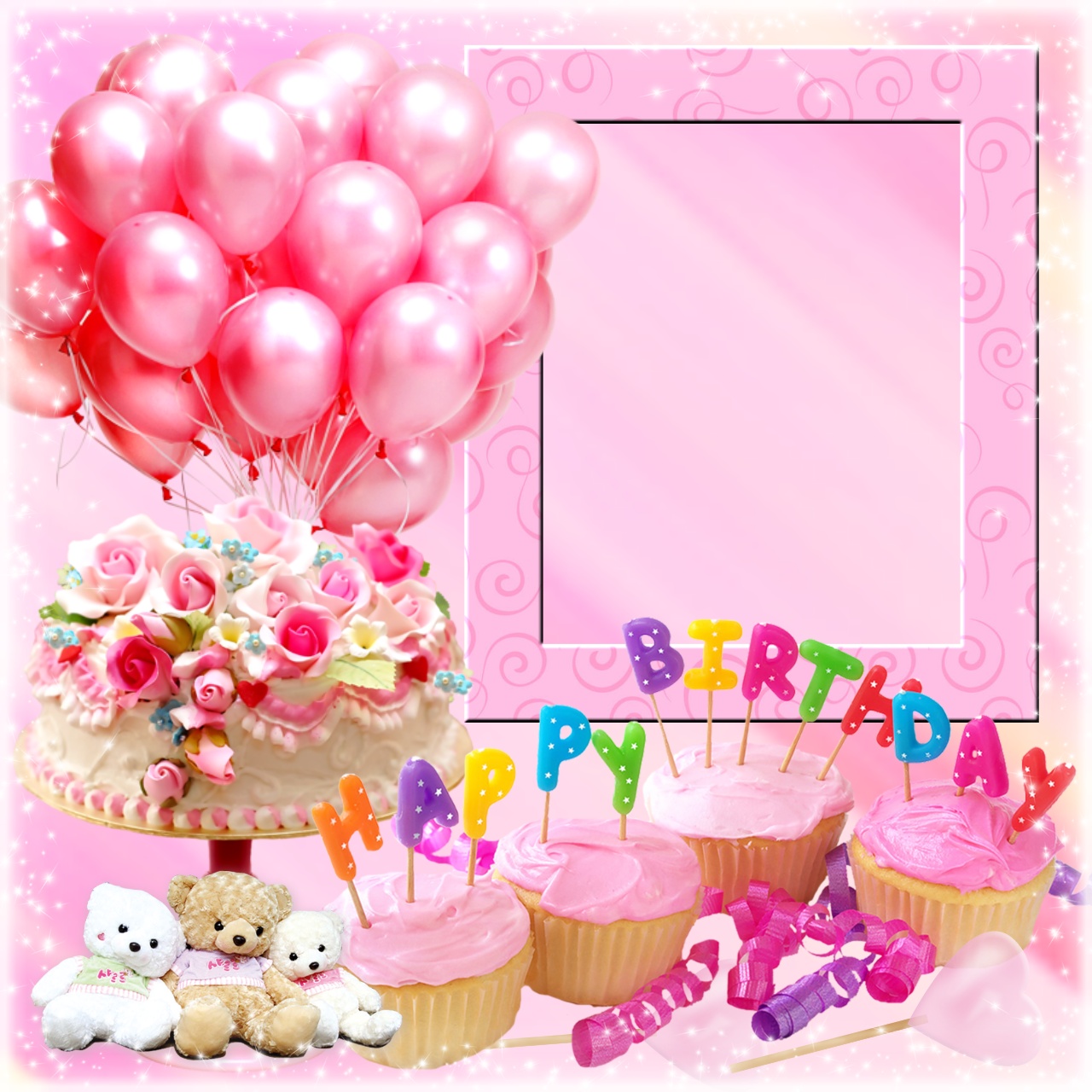 Sinnlich's Birthday Frames 2019 2019 Pink Birthday Teddys