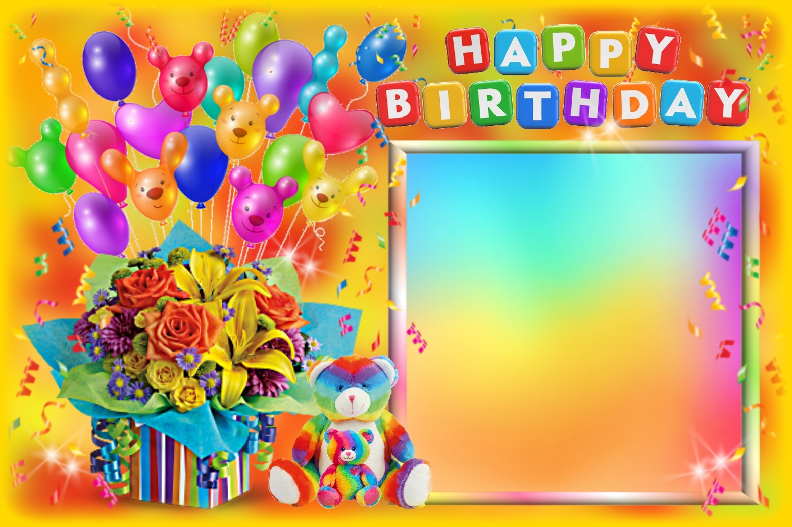 Sinnlich's Birthday Frames 2023 2023 Fun Balloons Sinnlich Birthdays Colorful Flowers Kids