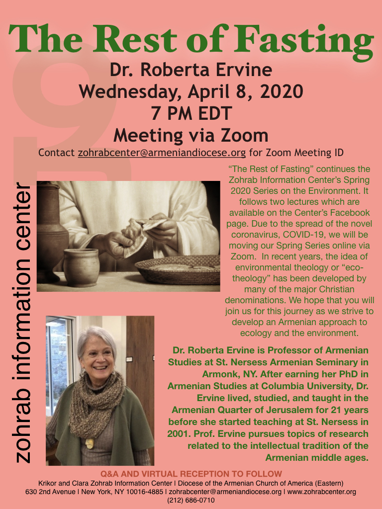 “The Rest of Fasting” with Dr. Roberta Ervine via Zoom (4/8 at 7 PM EDT