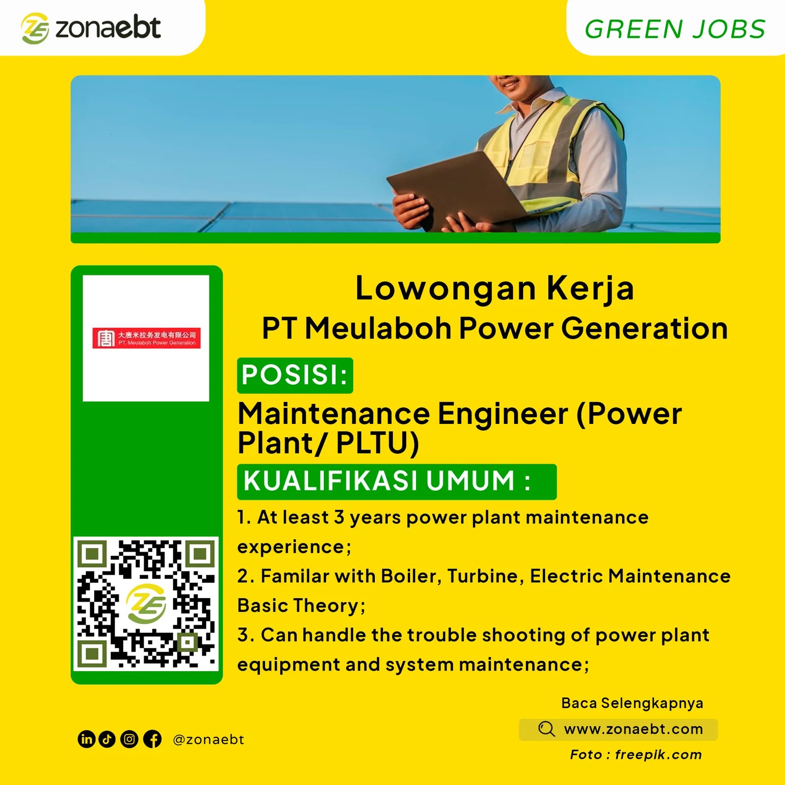 Maintenance Engineer (Power Plant/ PLTU)