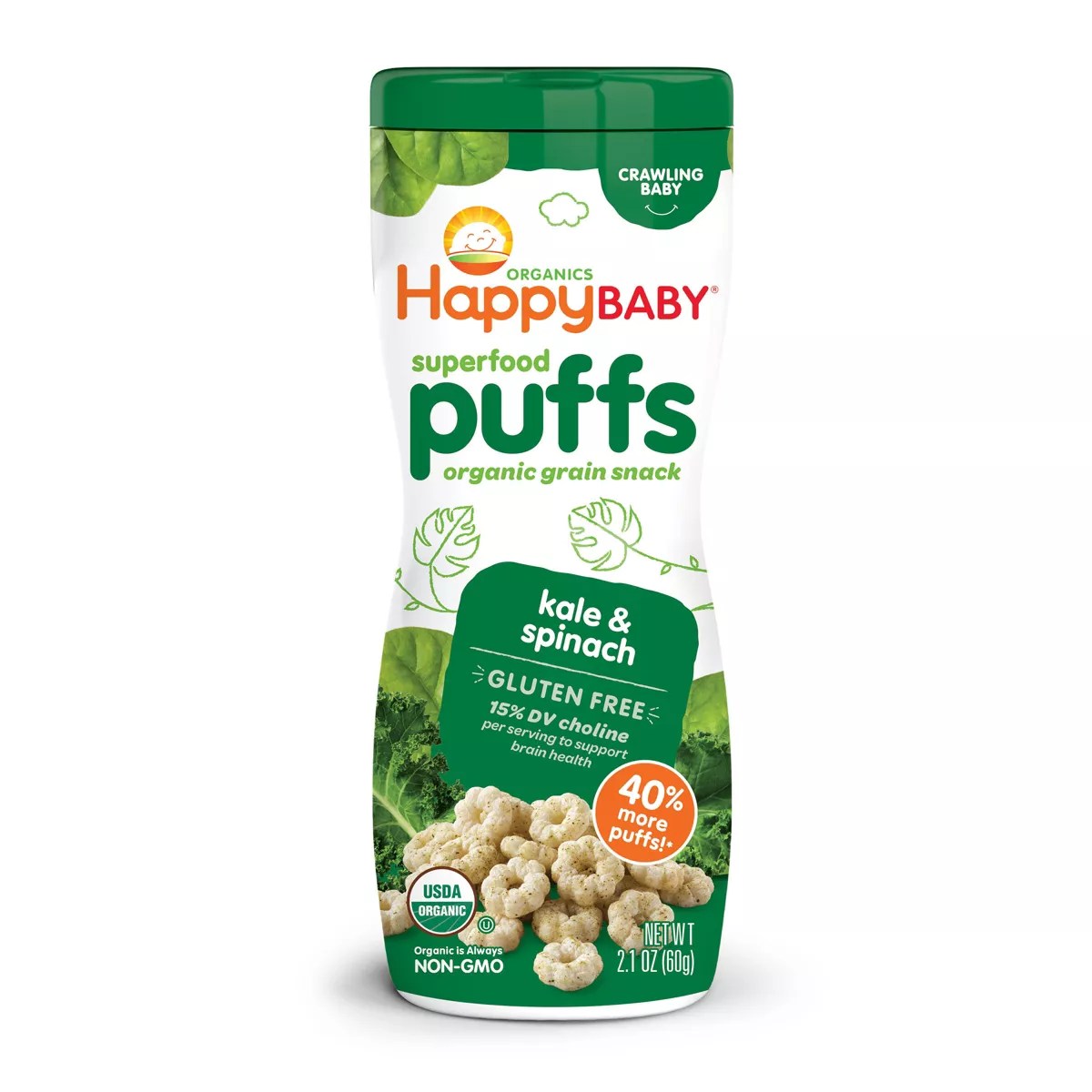 HappyBaby Superfood Kale & Spinach Gluten Free Puffs 2.1oz Veruca