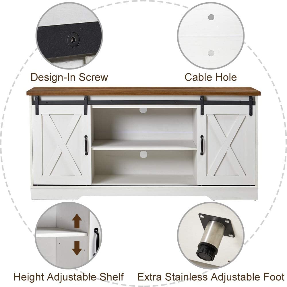 Amerlife TV Stand Sliding Barn Door Modern&Farmhouse Wood Entertainment