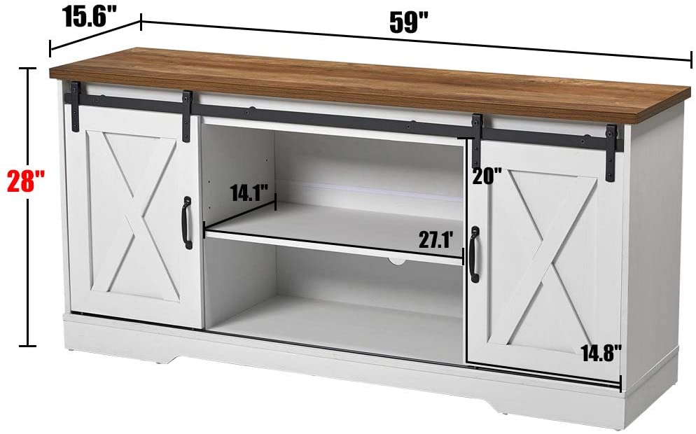 Amerlife TV Stand Sliding Barn Door Modern&Farmhouse Wood Entertainment