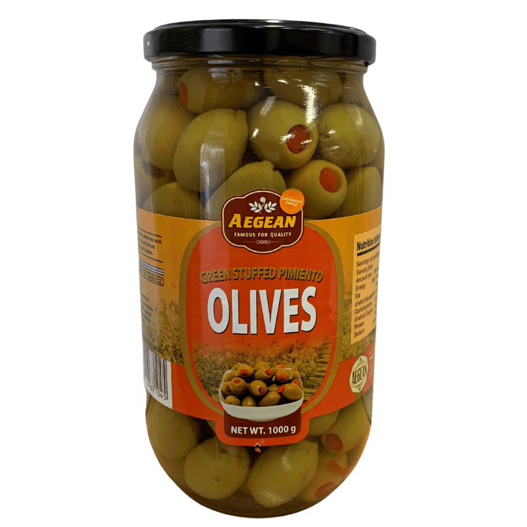 AEGEAN OLIVES GREEN PIMENTO STUFFED Zone Fresh