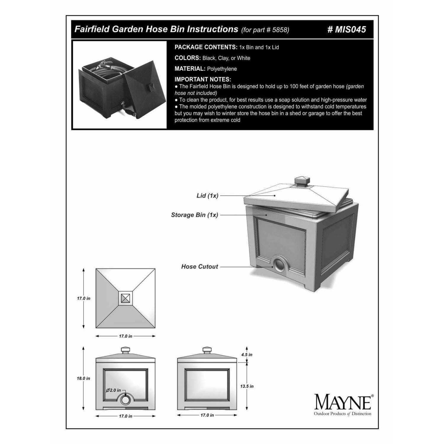 Mayne Fairfield Garden Hose Bin Hardware&Tools Online Store