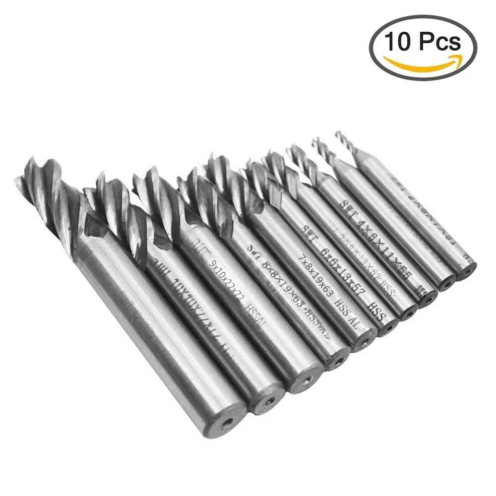 10 pcs 4Flute End Mill Bits AFUNTA 008' 047' HSS CNC Straight Shank