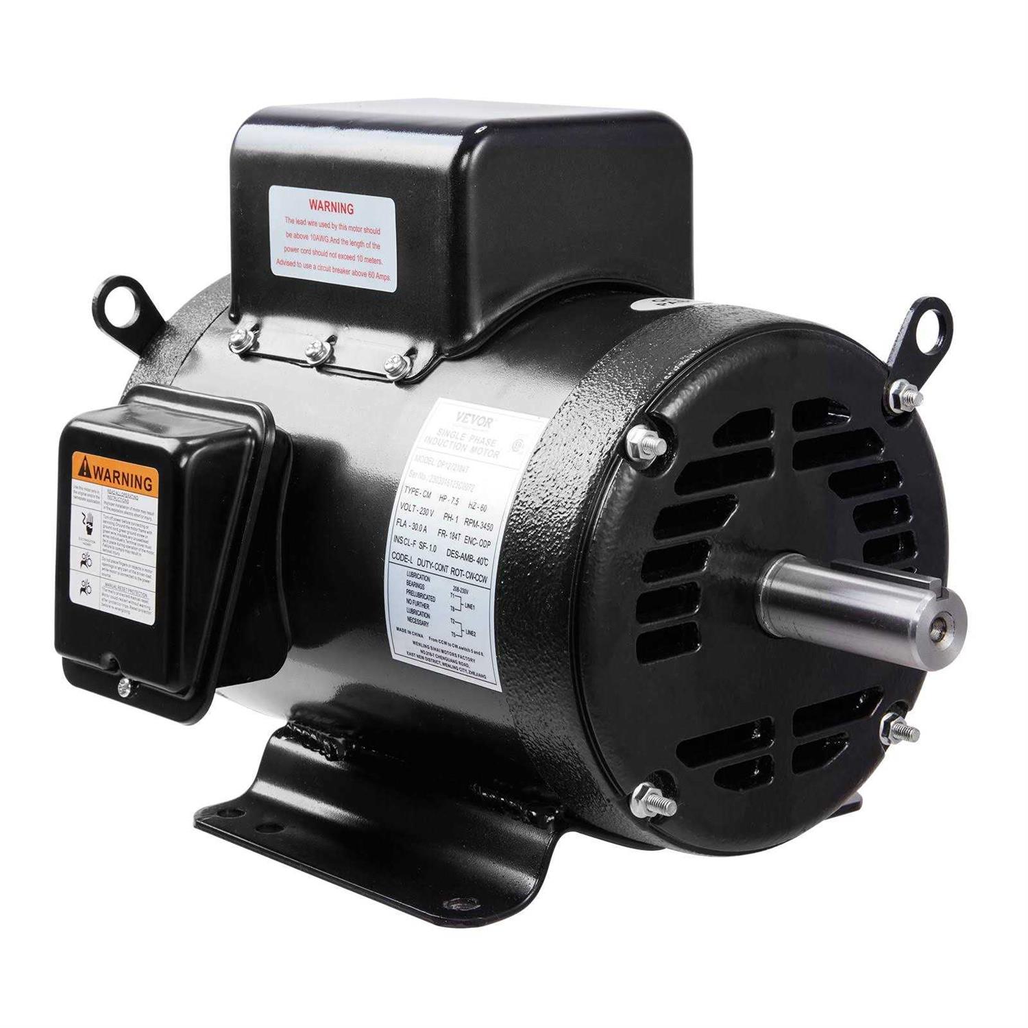 VEVOR 7.5HP Air Compressor Motor 3450 RPM Single Phase Electric Motor 1