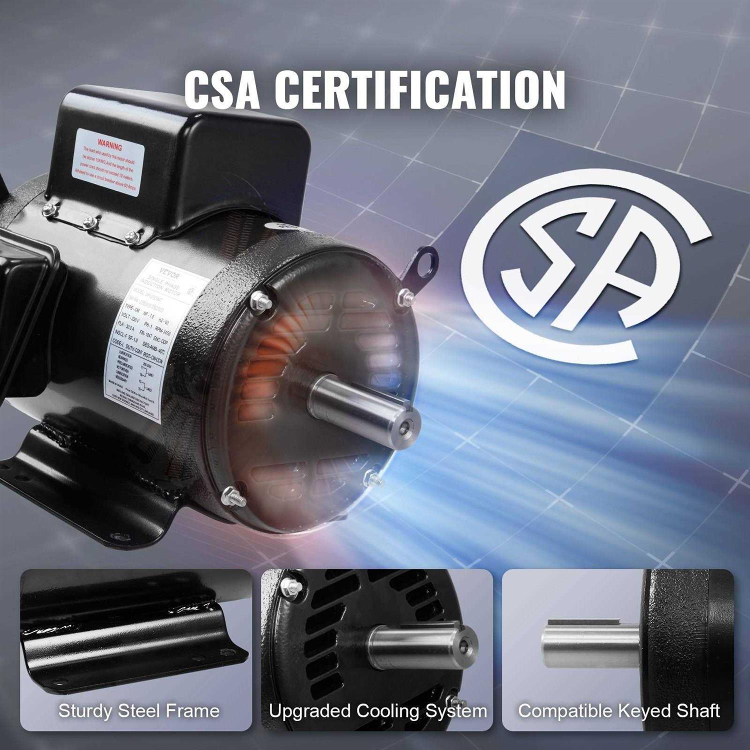 VEVOR 7.5HP Air Compressor Motor 3450 RPM Single Phase Electric Motor 1