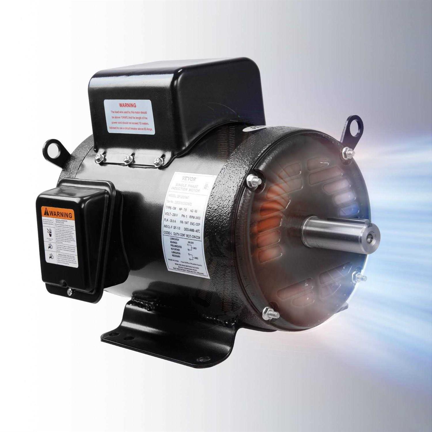 VEVOR 7.5HP Air Compressor Motor 3450 RPM Single Phase Electric Motor 1