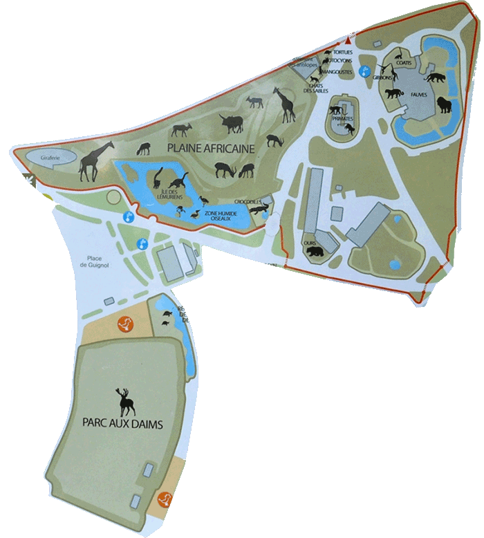 The map of Lyon Zoo in Lyon, France